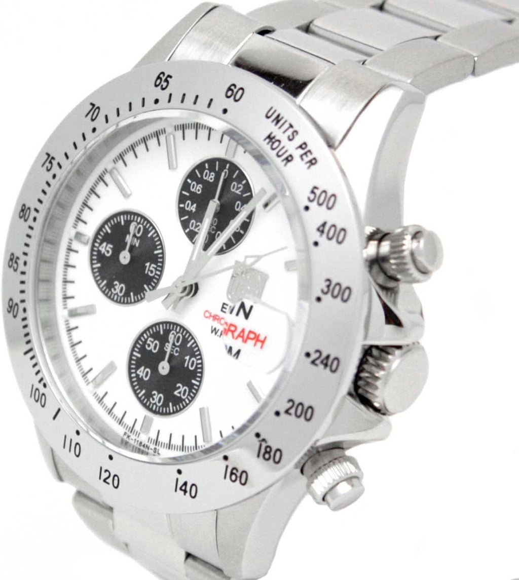 Men's Watch, Silver Dial with Black Face D377