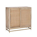 Powell Natural Rattan and Gold Base 2 Danika, Two Drawer Cabinet, Beige