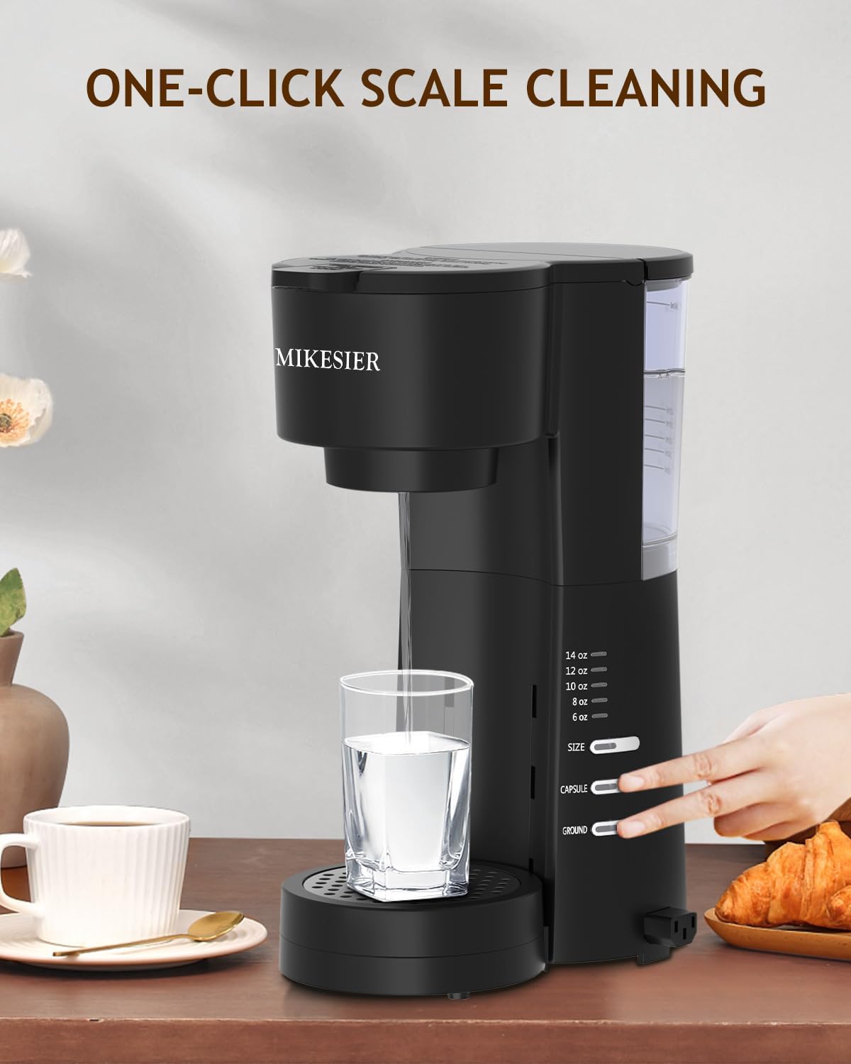 Single Serve Coffee Maker with Milk Frother, 6 to 14oz Brew Size R364