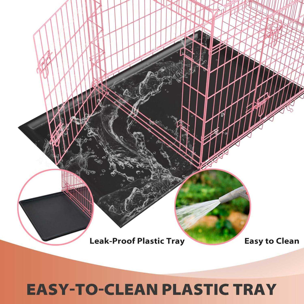 Folding Wire Dog Crate with Double-Door for Large Dogs, Indoor and Outdoor Use O3010