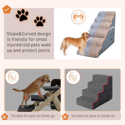 Dog Stairs for Small Dogs, Non-Slip for High Beds, Black N669