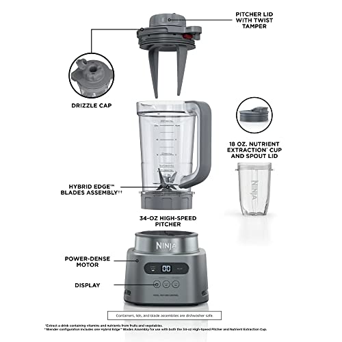Blender with 1500W Power, Smoothie Maker, 34-oz Pitcher & 18-oz To-Go Cup Q39824