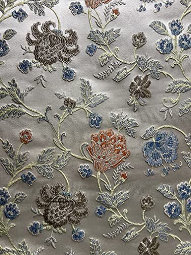 Woven Jacquard Floral Upholstery Fabric, 54 Inches Wide, Red H625