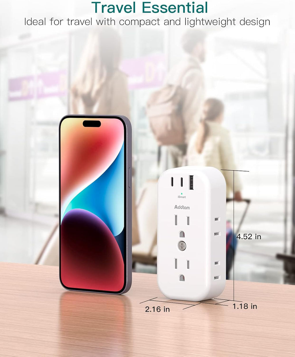6 Outlet Splitter with 3 USB Wall Charger, Surge Protector Plug Expander I70230