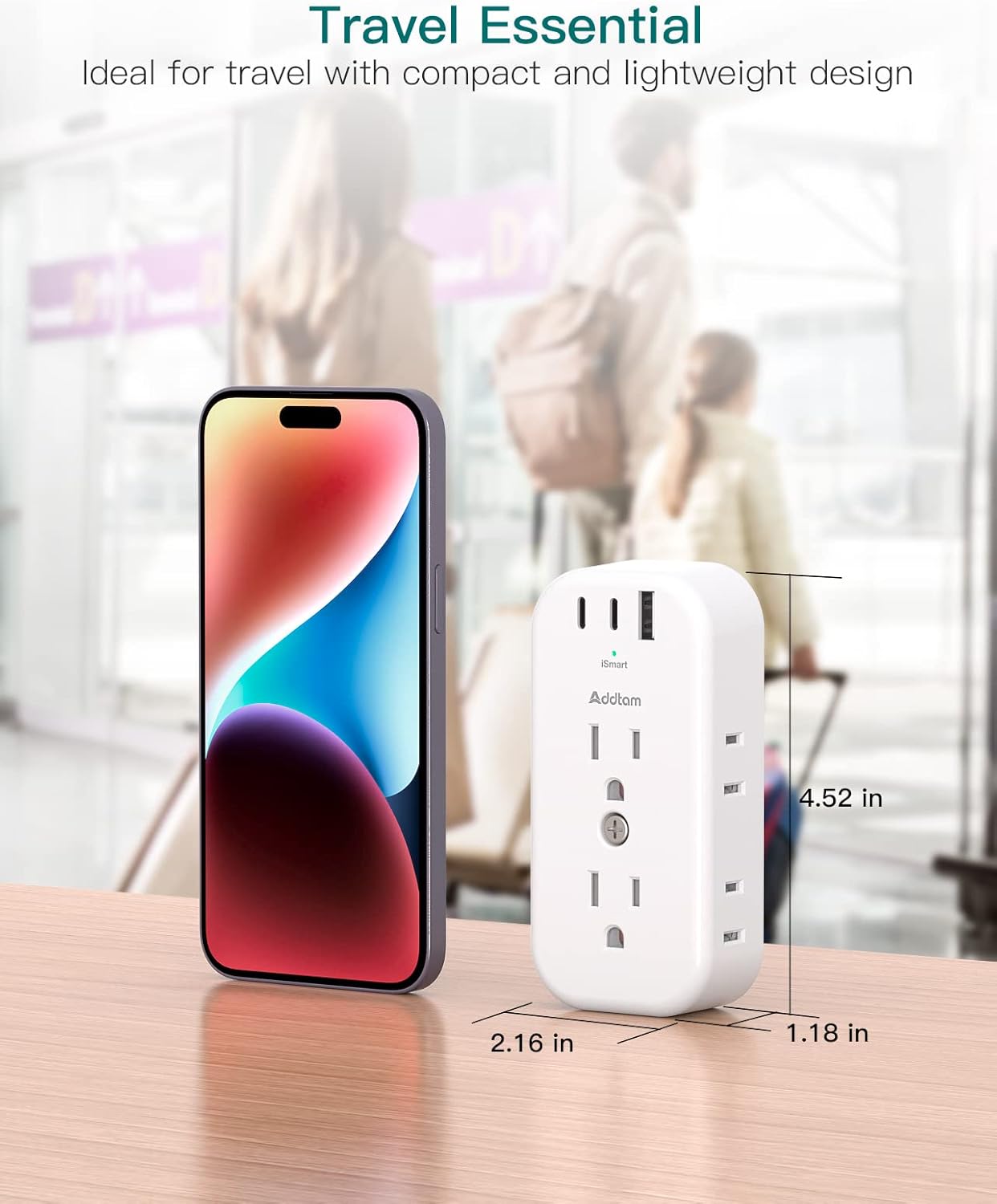 6 Outlet Splitter with 3 USB Wall Charger, Surge Protector Plug Expander I70230