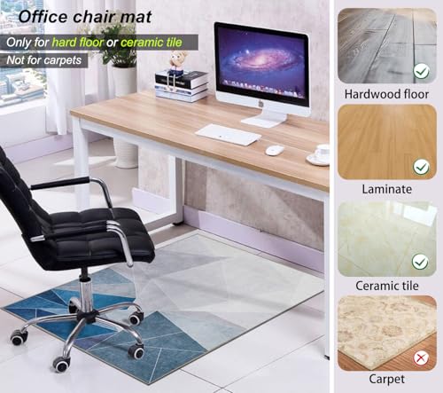Office Chair Mat for Hardwood Floor, 36"x48", Anti-Slip, Black Blue O2806