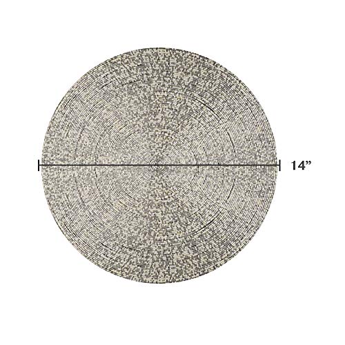 Gold Beaded Round Fabric Placemat, 14" X804773