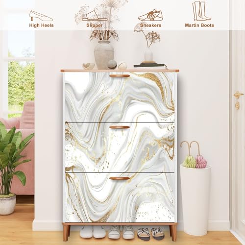 Shoe Cabinet with 3 Flip Drawers Wooden Storage for Entryway X55058
