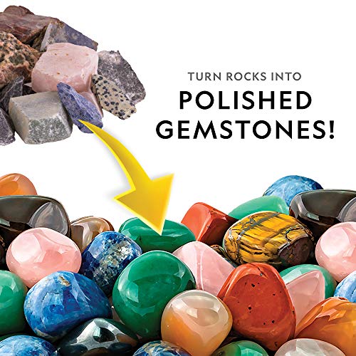 Rock Tumbler Refill Kit with Rough Gemstones, Grit and Jewelry Accessories K7964