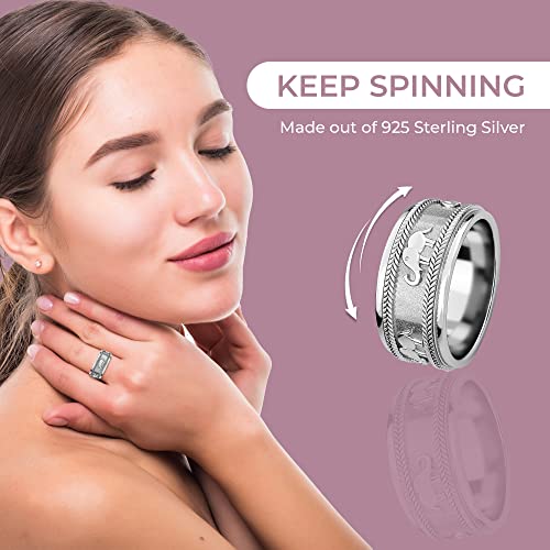 925 Sterling Silver Fidget Spinner Ring Moon Star Anxiety Ring N4074