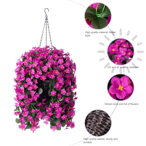 Faux Silk Hanging Flower Basket for Outdoor Porch Patio Decor E6149