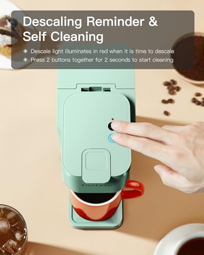 Single Serve Coffee Maker for K Cup and Ground, Mini Compact Machine B737