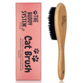 The Buddy System Cat Brush with Boar Bristle and Wooden Handle, Professional Grade Daily Grooming Hairbrush, Reduce Shedding, Soft Hair and Healthy - Pet Supplies online store