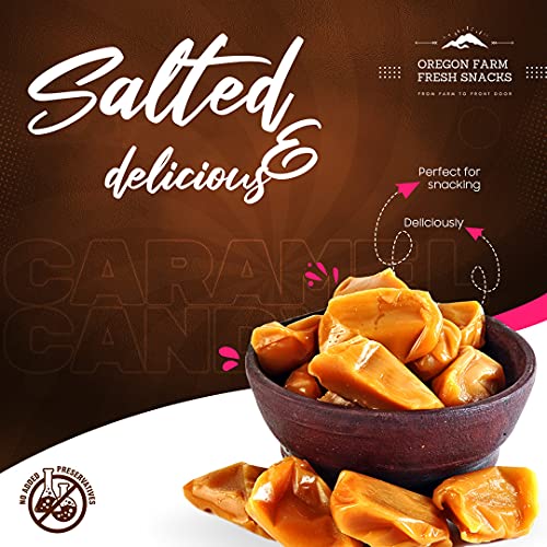Salted Caramel Gourmet Candy with Sea Salt and Vanilla, Gluten Free, Soft Chewy, Individually Wrapped (16 oz) H68057