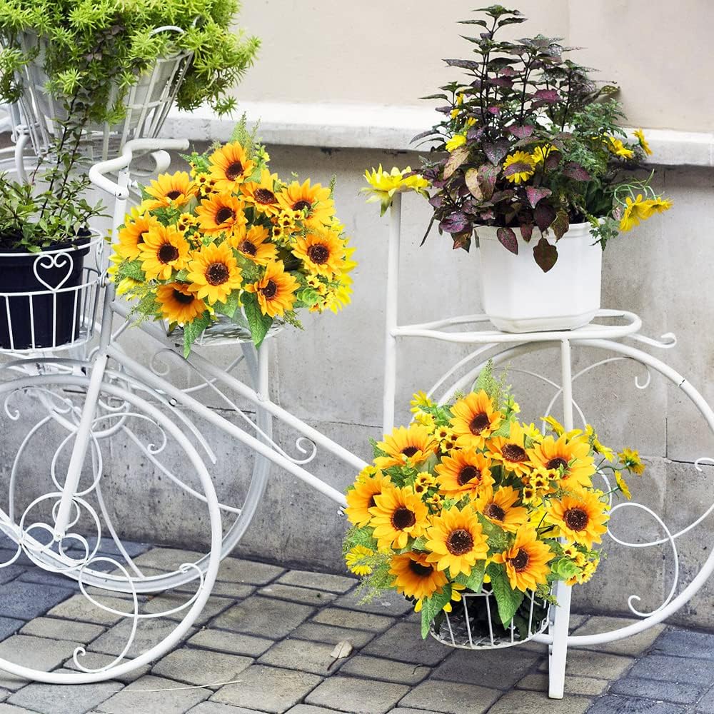 Artificial Sunflower Bouquets, 2 Bunches Fake Wildflowers for Wedding Spring Decor X718