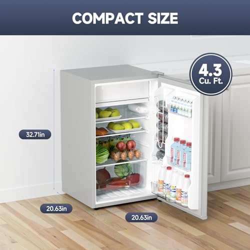 Mini Fridge with Freezer, Single Door, 7 Temperature Settings, Compact for Apartment, Bedroom, Office, Dorm W551785