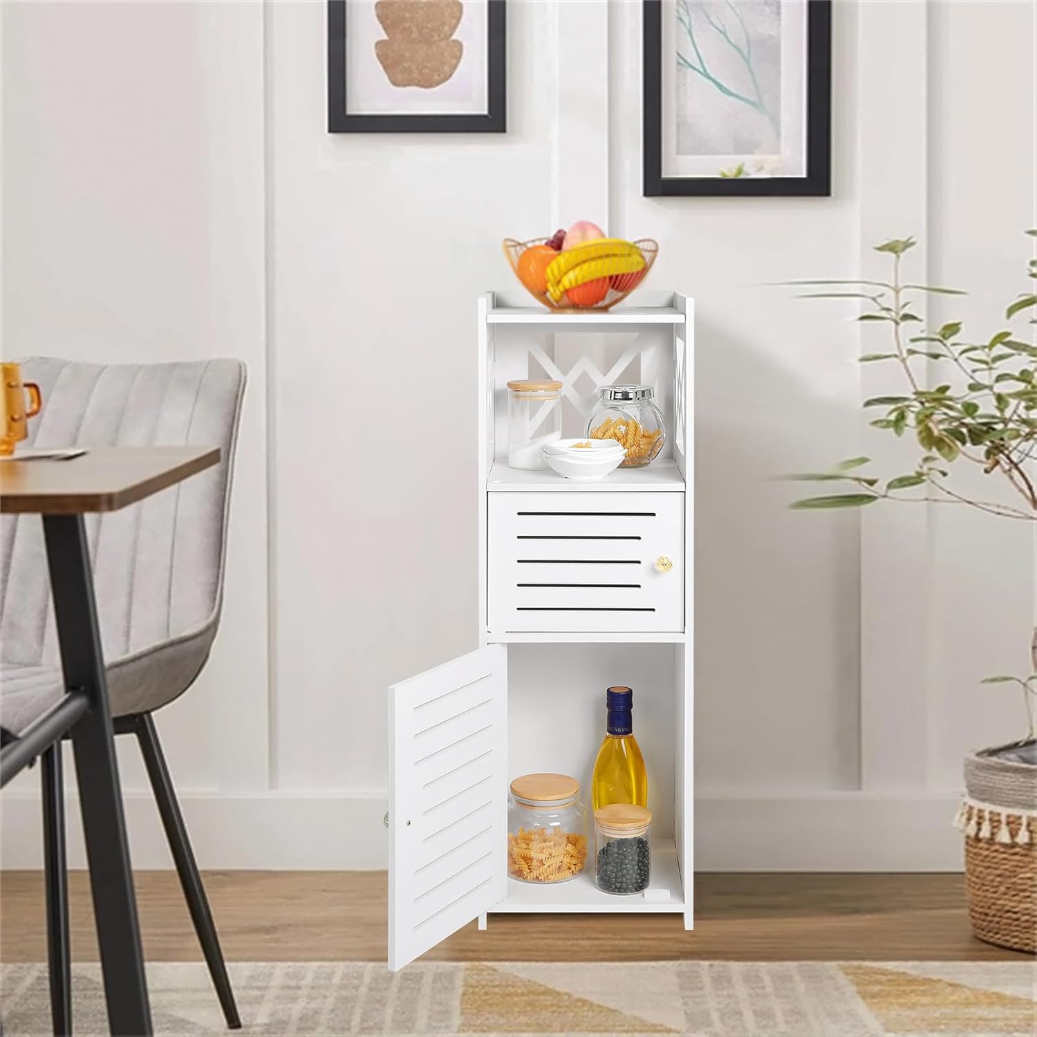 Freestanding Bathroom Storage Cabinet with Double Door and 3-Tier Shelf M277
