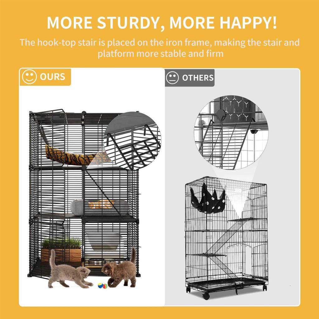Cat Cage Cat Enclosures Cat Kennel with Extra Large Hammock for 1-2 Cats Q593