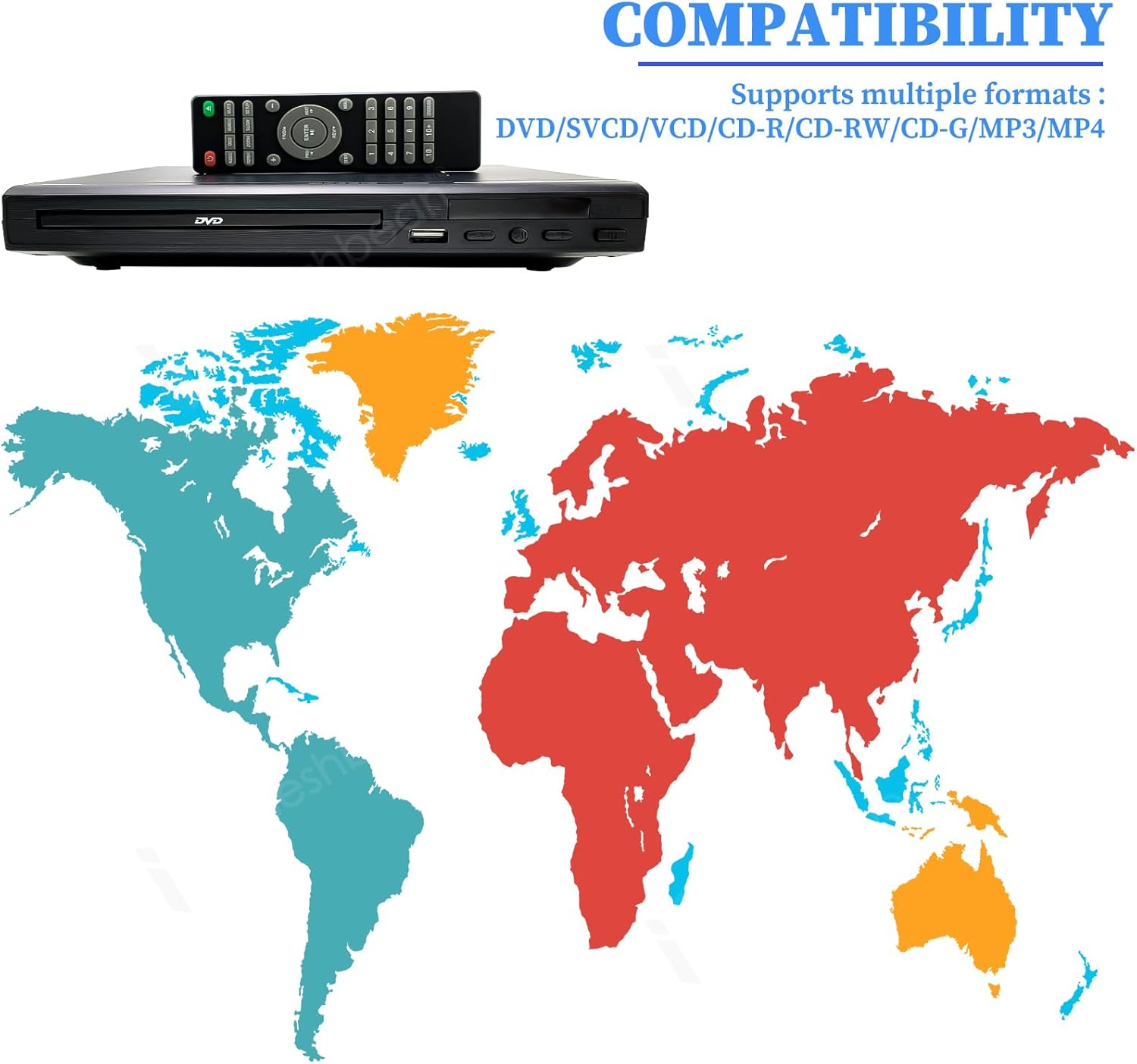 Mini DVD Player for TV with 1080P HD, AV Output and Remote Control D6984