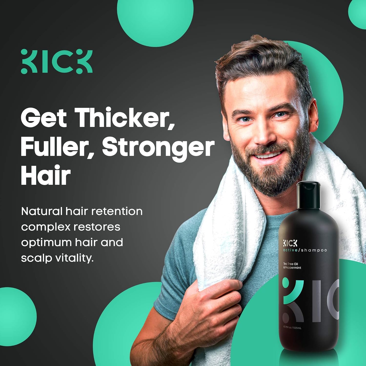 Men's Sulfate Free Shampoo with Peppermint and Tea Tree Oil for Thinning Hair, 17oz N45606