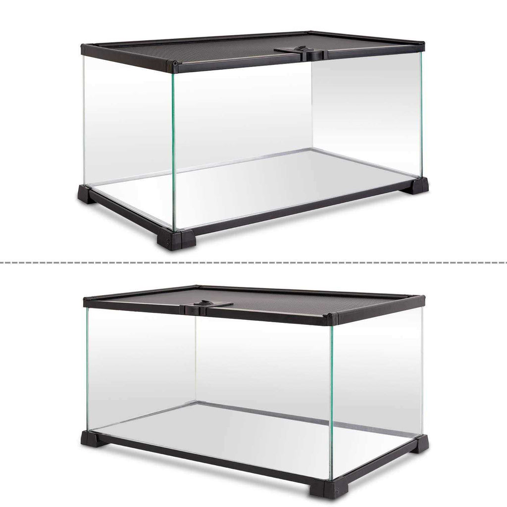 10 Gallon Reptile Tank Glass Terrarium with Sliding Screen Top U238