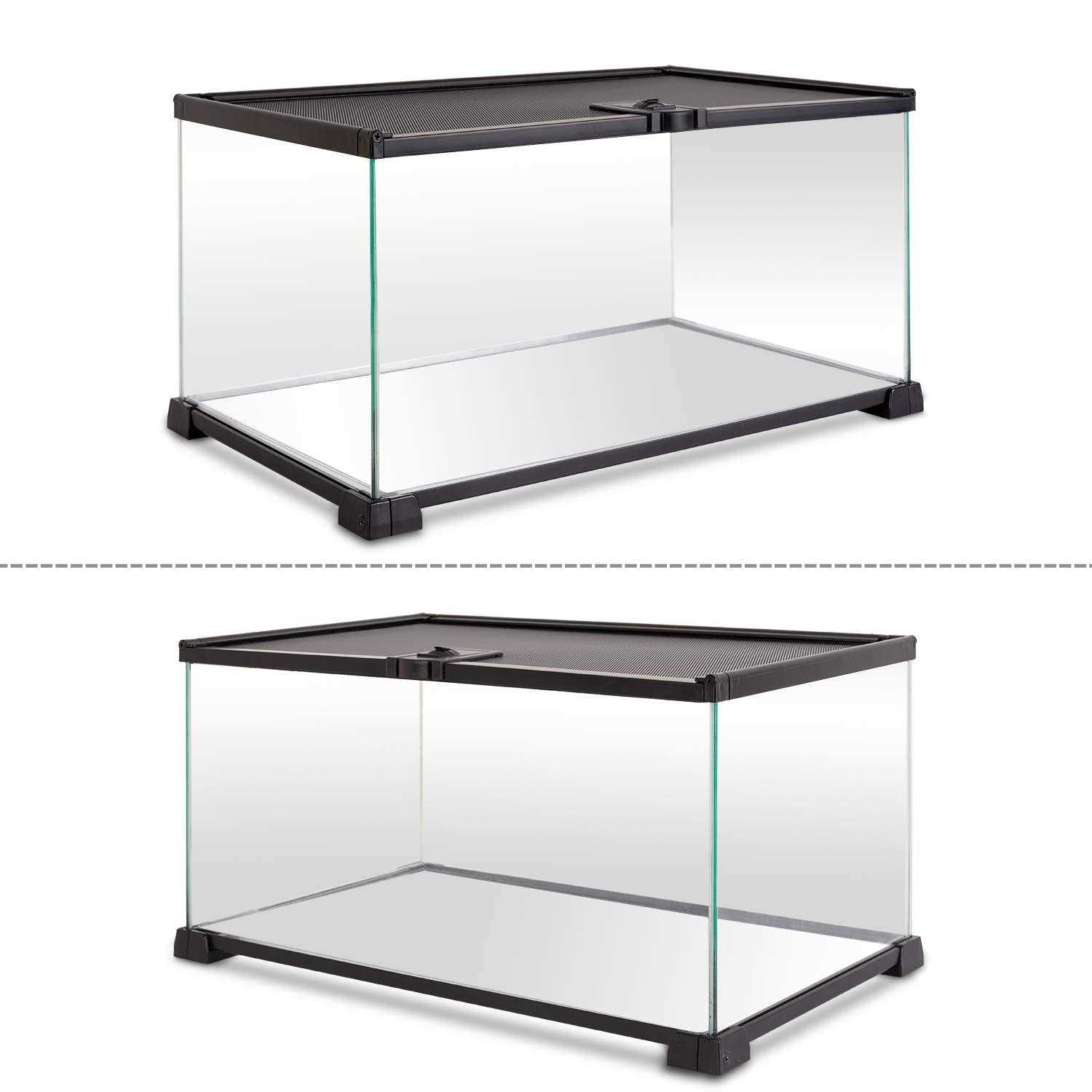 10 Gallon Reptile Tank Glass Terrarium with Sliding Screen Top U238