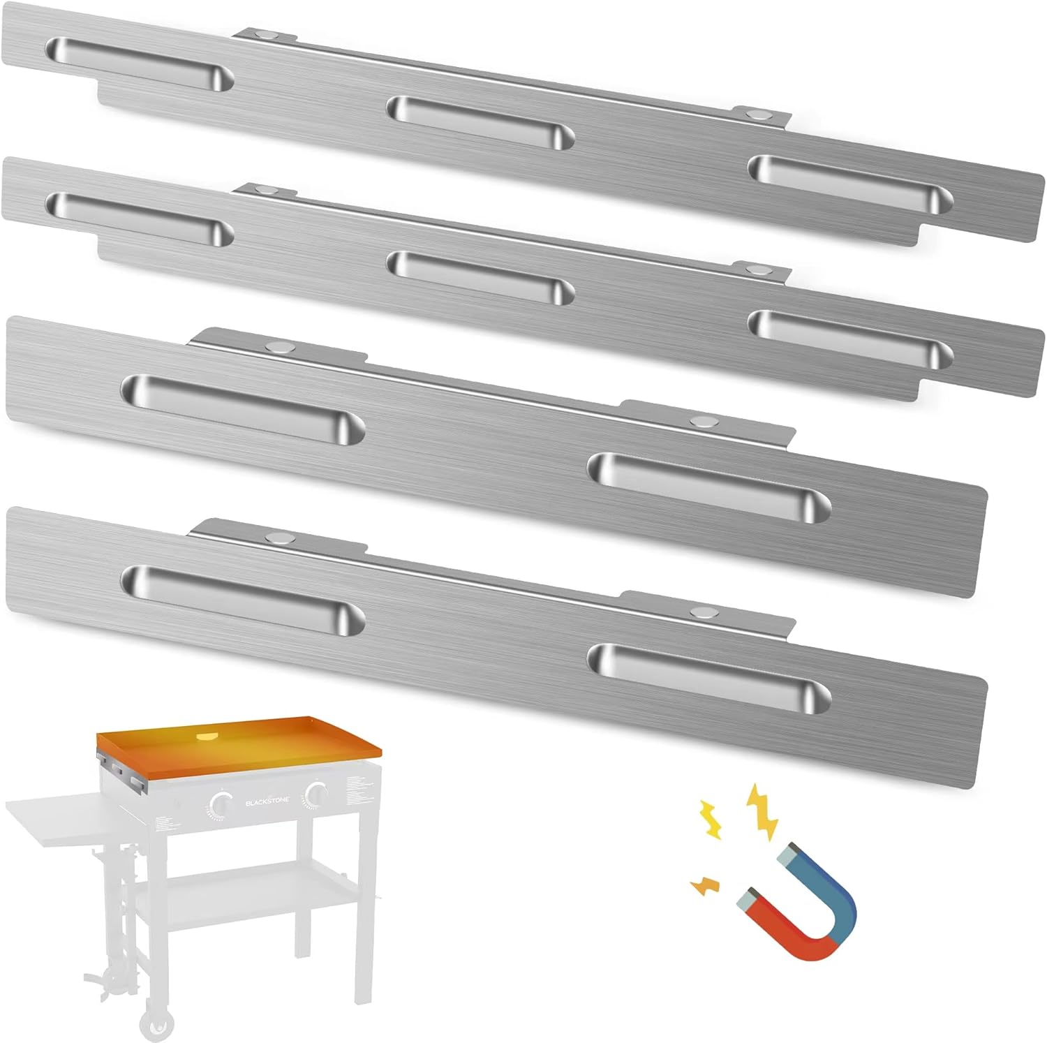 Wind Guard for Blackstone 28 Inch Griddle, Blackstone Griddle Accessories for Outdoor Barbecue, Magnetic Stainless Steel Wind Screen, Compatible with Rear Grease Cup, Hood and Side Shelf, Silver