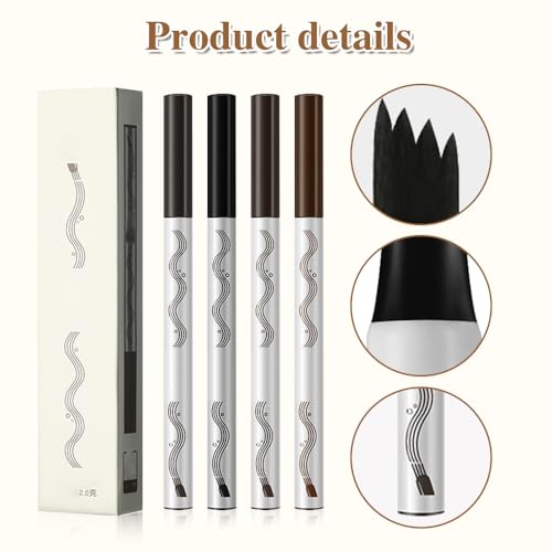 4 Tip Microblade Brow Pen, Waterproof Long Lasting Eyebrow Pencil, Light Brown N393