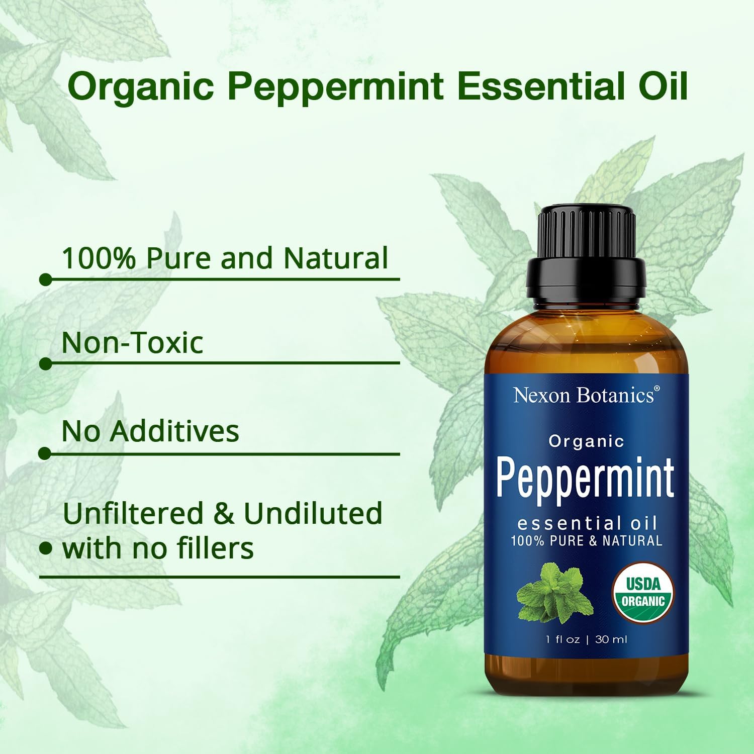 Peppermint Essential Oil 30 ml for Diffuser, Hair and Skin Care P9710