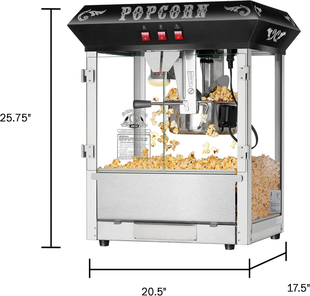 Popcorn Machine - Black, 8 Ounces M63983