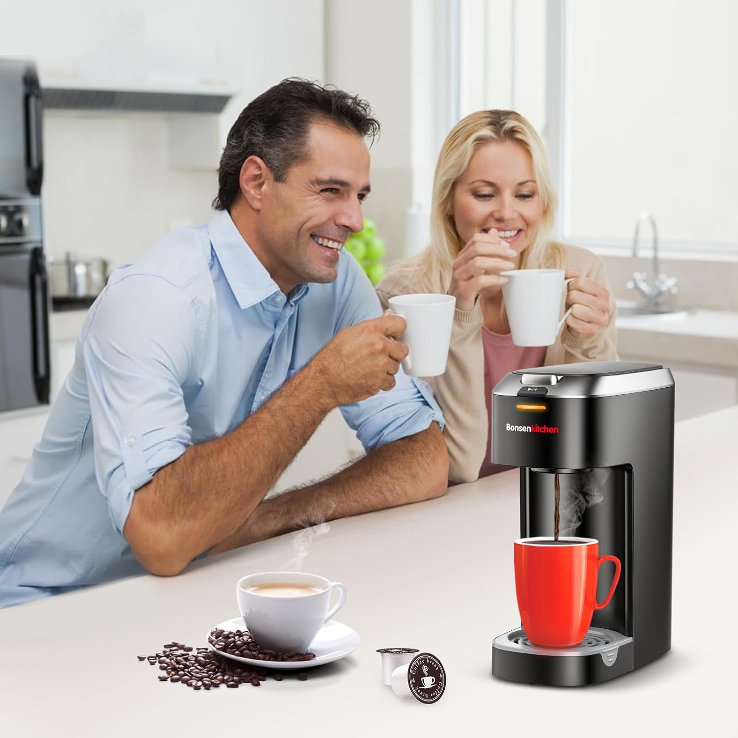 Single Serve Coffee Maker for K Cup Capsule, Fast Brewing, 6 to 12oz I65935