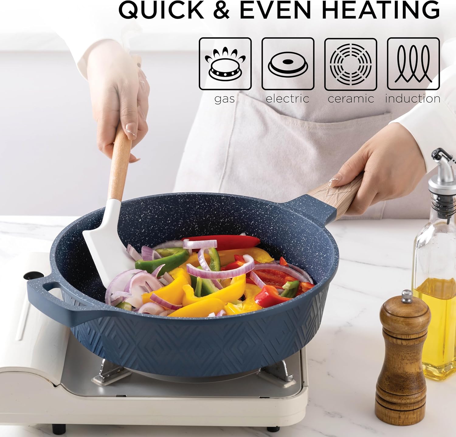 Induction Cookware Set 13 Piece Nonstick Pots and Pans with Glass Lids O98705