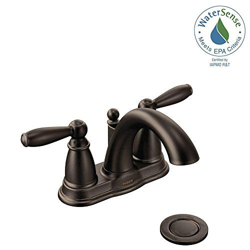 Two-Handle Low Arc Centerset Bathroom Faucet with Drain Assembly I85333