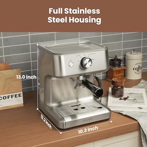 Commercial Espresso Machine with Adjustable Temperature and Milk Frother B429800