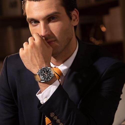 Mens Analog Quartz Chronograph Waterproof Wrist Watch with Calendar I562348