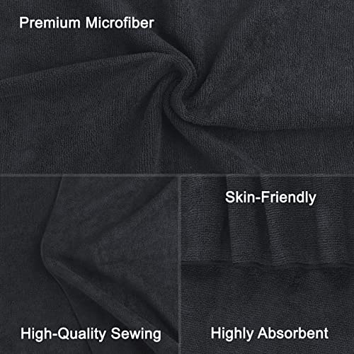 Black Salon Towel, Pack of 12, 16 x 27 Inches, Super Soft and Absorbent Microfiber K83331