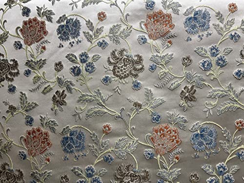 Woven Jacquard Floral Upholstery Fabric, 54 Inches Wide, Red H625