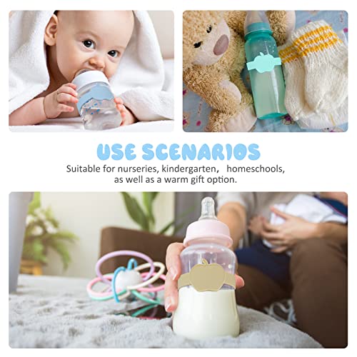 16 Pcs Reusable Waterproof Silicone Baby Bottle Name Labels with Dry Erase Marker O6893