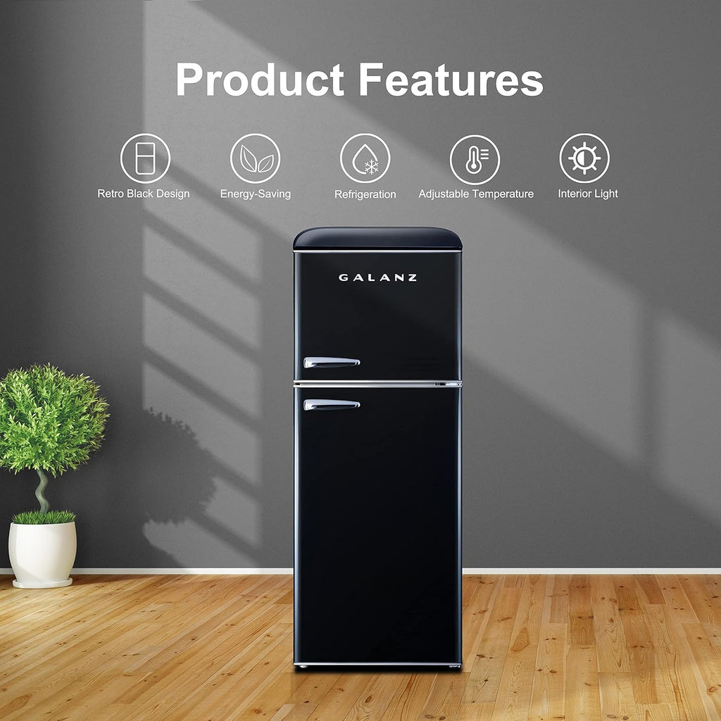 Retro Compact Refrigerator with Freezer and Single Serve Coffee Maker Q392
