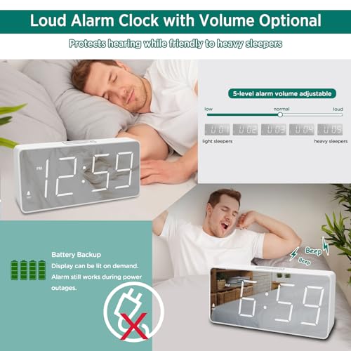 Digital Alarm Clock with USB Charger Port, Large Numbers, Battery Backup P217772