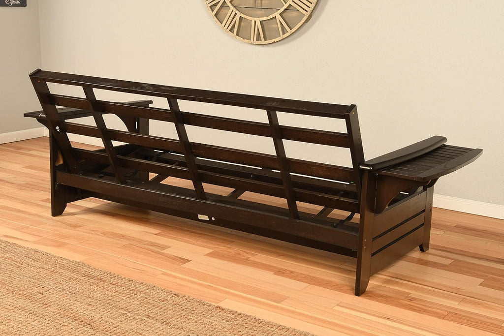 Full Size Futon in Espresso Finish, Linen Charcoal K208