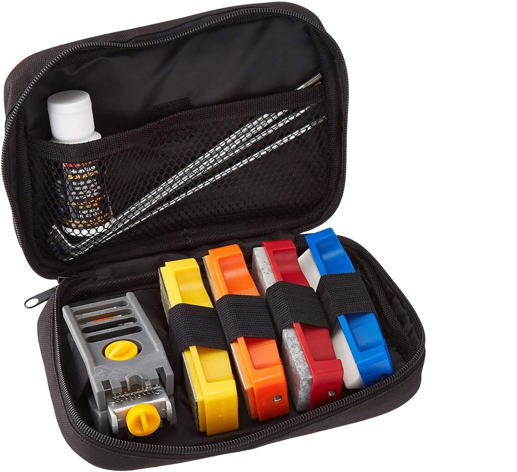 Knife Sharpening System with 3 Stones and Carrying Pouch F974