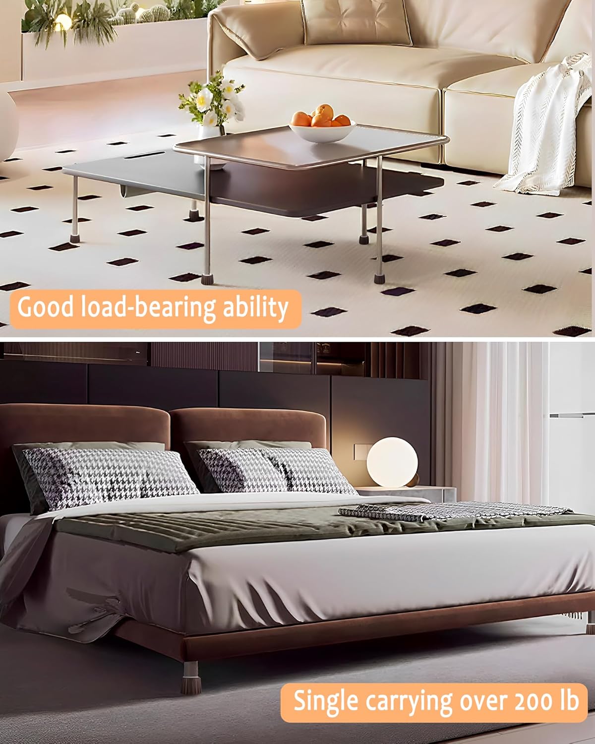 Adjustable Furniture Bed Risers 2.1-2.8 Inch, Anti Slip Plastic for Sofa Couch Desk Chair M803262