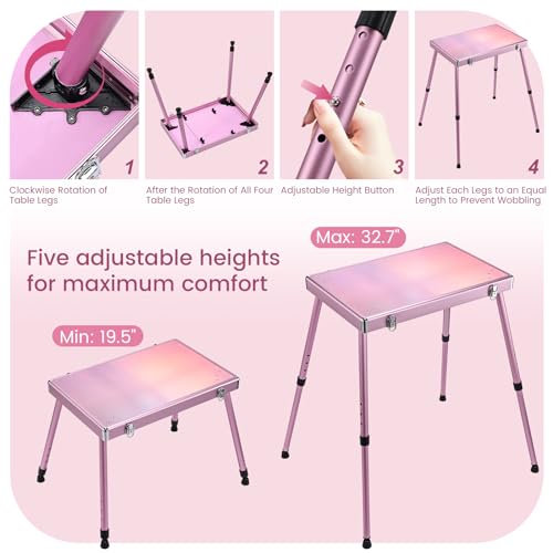 Rolling Manicure Table with 5 Drawers, Foldable Nail Desk on Wheels L19697