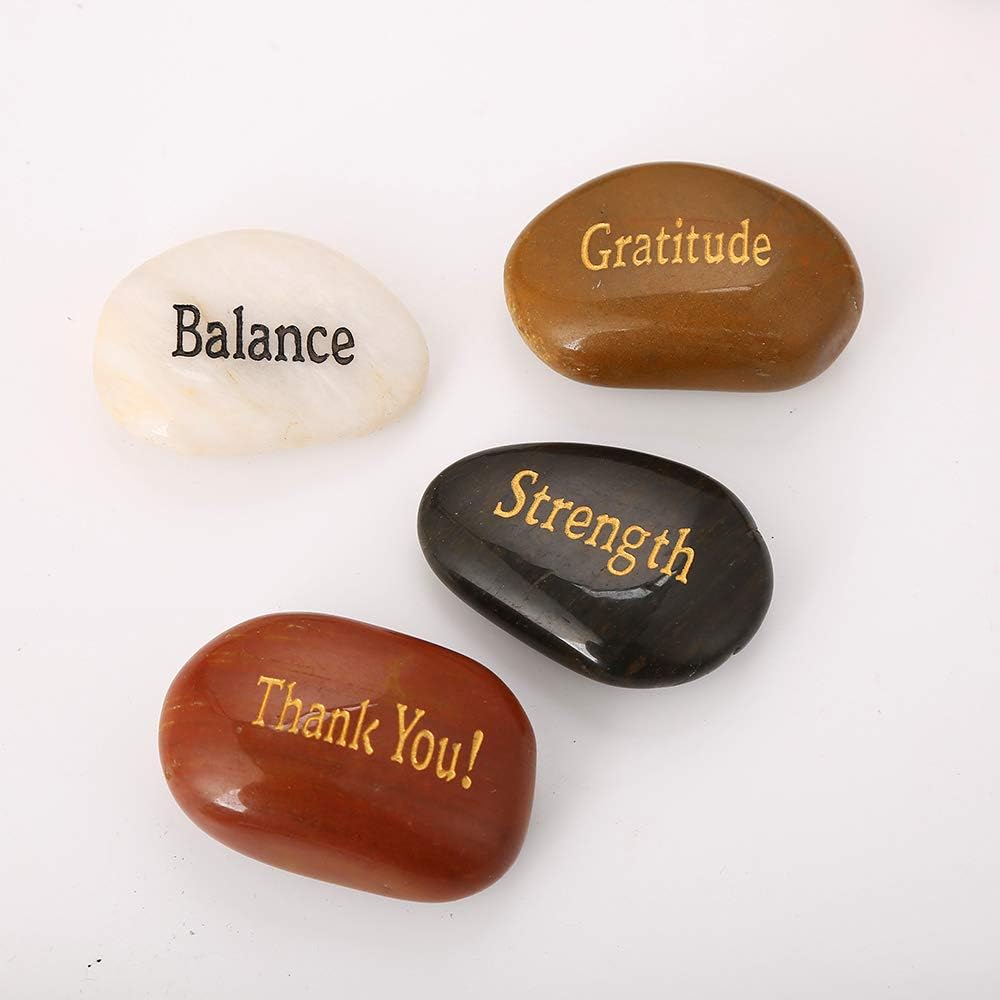 50PCS Engraved Inspirational Stones with Words, 2-3 Inches L117
