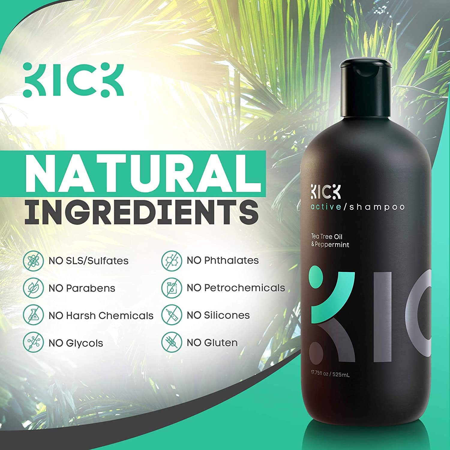 Men's Sulfate Free Shampoo with Peppermint and Tea Tree Oil for Thinning Hair, 17oz N45606