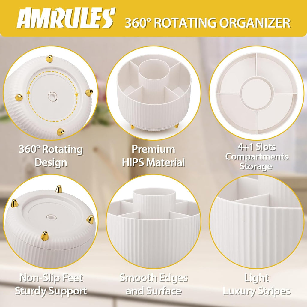 Makeup Brush Holder, Rotating Cosmetic Organizer for Desk C5232