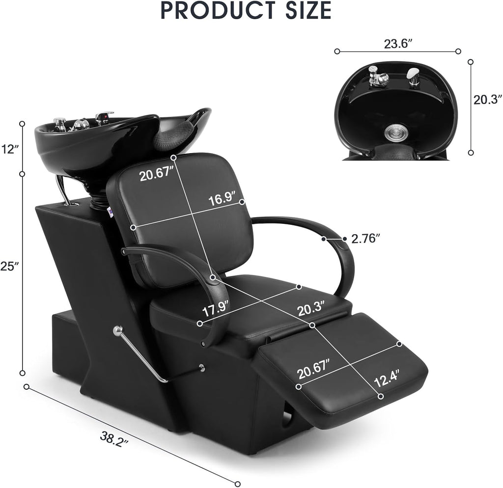 Shampoo Bowl with Adjustable Chair and Footrest W586