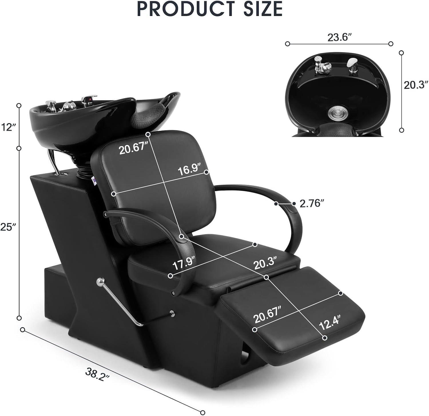 Shampoo Bowl with Adjustable Chair and Footrest W586