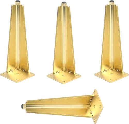 4 Piece Adjustable Furniture Feet, DIY Metal Cabinet Feet, Wardrobe Feet Bed Feet Sofa Feet Table Feet, Aluminium with Screws (Gold 30cm)(Gold,30cm)